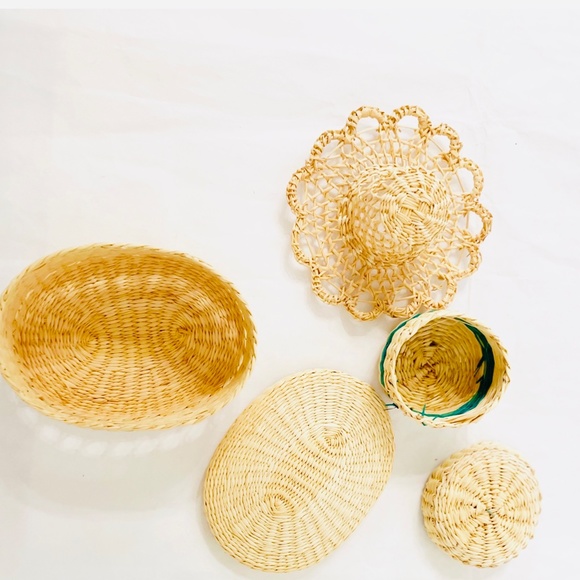 NEW Hand Made Woven South American Trinket Basket Boxes w/ Lids & Doll Hat - Picture 5 of 8